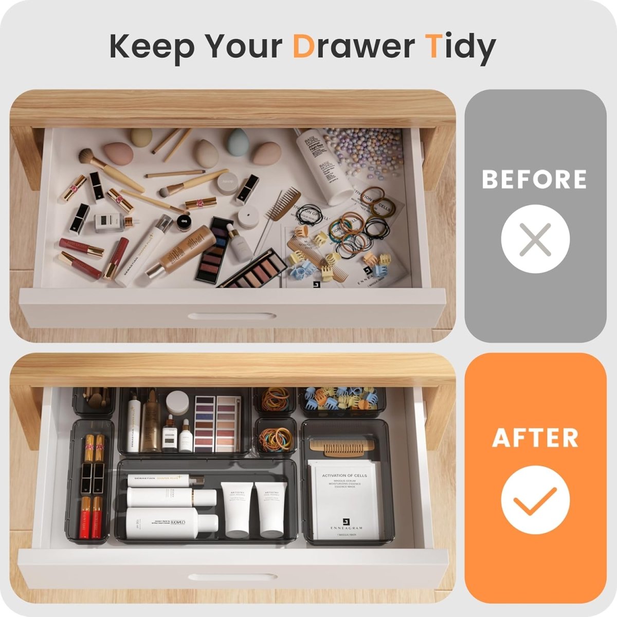 A - LuGei 【Military Grade Drawer Organizer, 【𝟱𝗦𝗶𝘇𝗲】 Makeup organizer, 【Holds 177 Items】 Bathroom Organizers and Storage, Organization and Storage, Desk Drawer Organizer for Bathroom Vanity - Homesidy.com