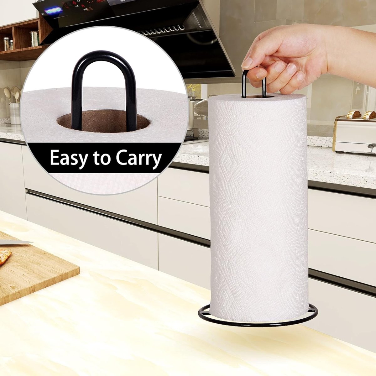 Paper Towel Holder Countertop, OBODING, Kitchen Paper Towel Stand Holder for Kitchen Organization and Storage, Paper Towel Holders for Standard and Large Size Rolls (Black) - Homesidy.com