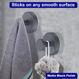 Bntuk Suction Cup Hooks for Shower, Removable Towel Hooks for Bathroom Window Glass Door Wall, Bath Robe Looafh Wreath Hook for Hanging - 2 Pack, Black - Homesidy.com