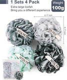 MTDLYICE Loofah Sponge, XXL Large Loofah 100g 4 Pack, Bath Sponge Soft Mesh Shower Loofah for Men, Body Scrub, Shower Pouf Bath Accessories, for Body Wash, Soap (Blue Gray) - Homesidy.com