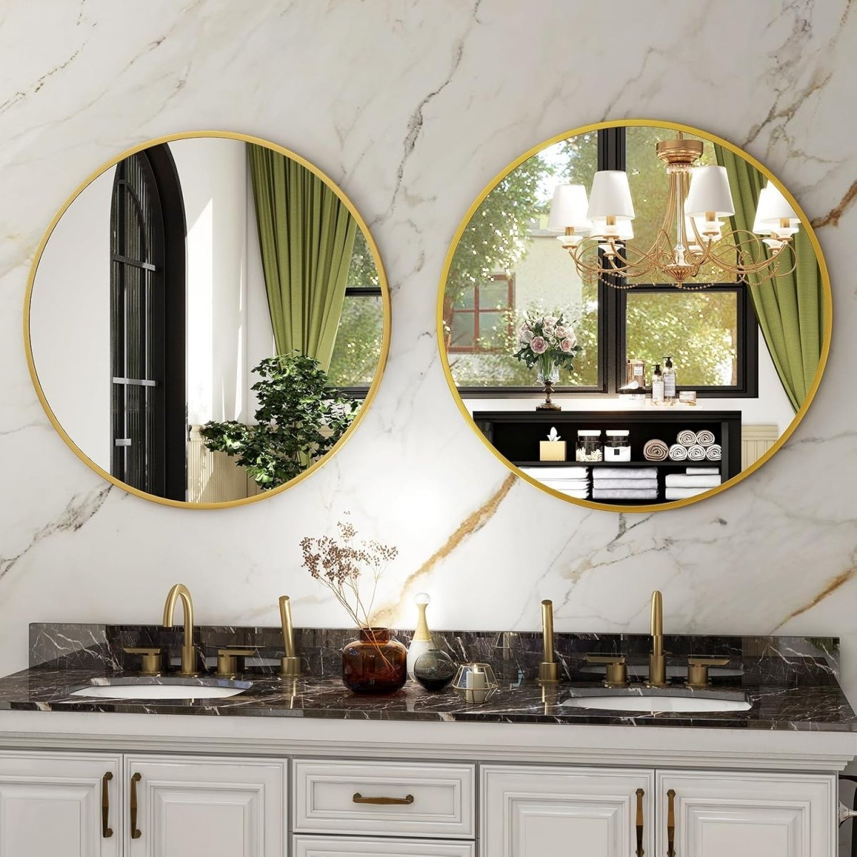 HARRITPURE Round Mirror 30 Black Wall Mounted Circle Mirrors Vanity Mirror with Brushed Aluminum Alloy Frame Modern Decoration for Bathroom, Living Room, Vanity, Bedroom, Entryway - Homesidy.com