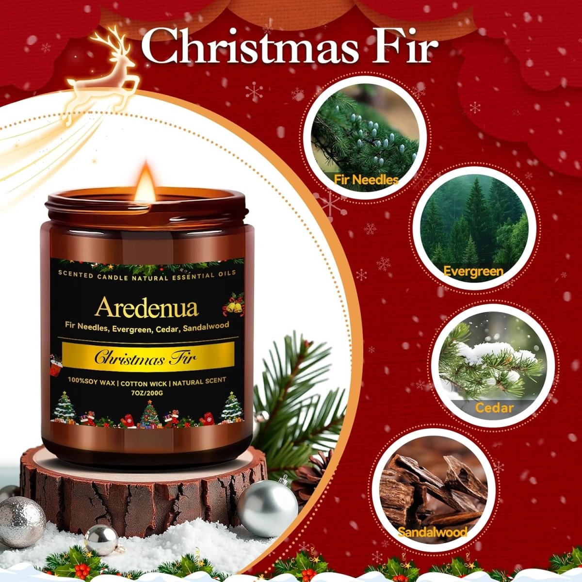 Christmas Candles - Christmas Spice Candle | 7 oz Soy Candles with Warm Cinnamon, Clove &amp; Nutmeg Aroma | Holiday Scented Candle, Cozy Winter Candle Gift for Men &amp; Women - Homesidy.com