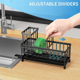 Cisily Black Sponge Holder for Kitchen Sink, Sink Caddy Organizer with High Brush Holder, Kitchen Countertop Organizers and Storage Essentials, Rustproof 304 Stainless Steel, Soap Dispenser Organize - Homesidy.com