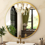 HARRITPURE Round Mirror 30 Black Wall Mounted Circle Mirrors Vanity Mirror with Brushed Aluminum Alloy Frame Modern Decoration for Bathroom, Living Room, Vanity, Bedroom, Entryway - Homesidy.com