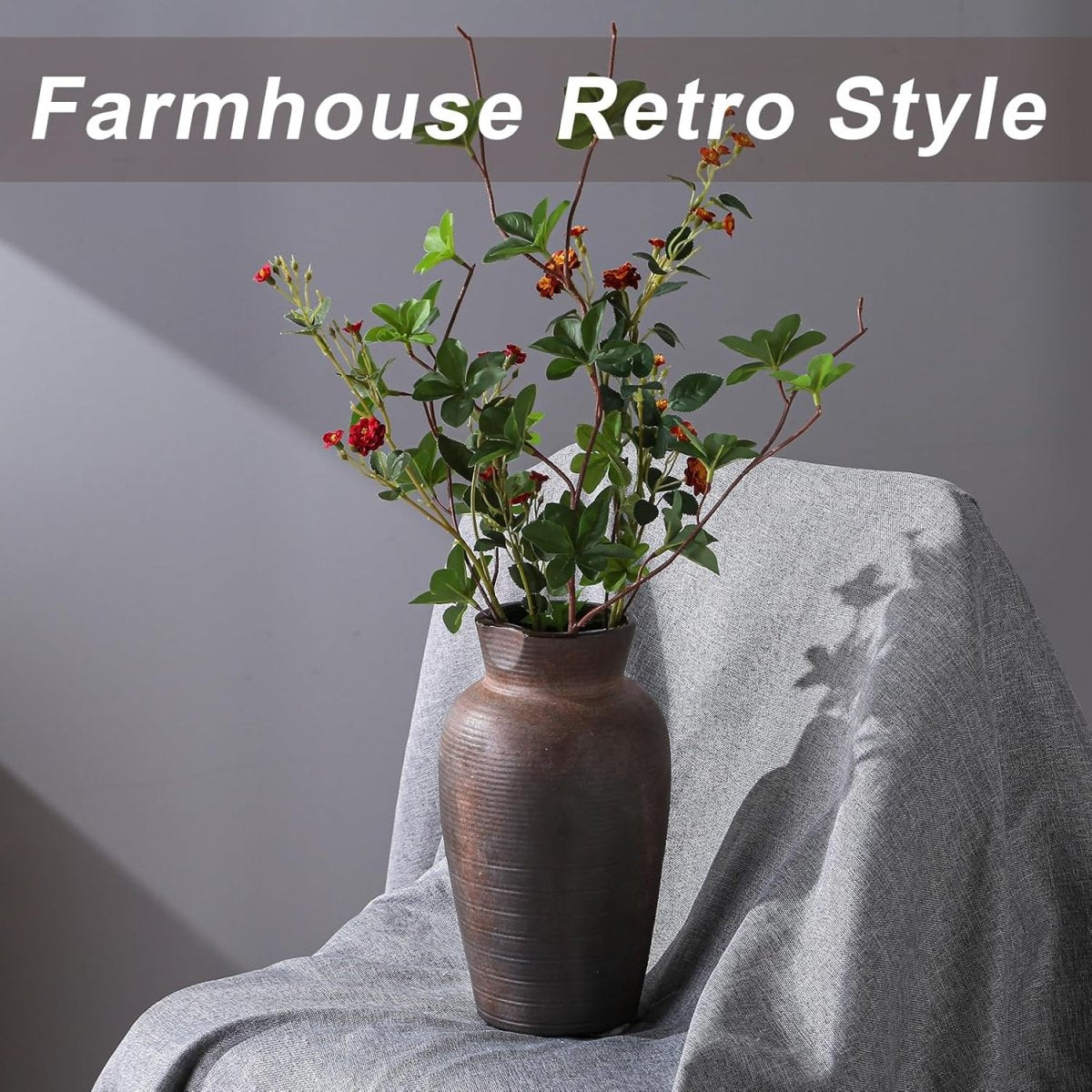 Rustic Vases for Home Decor. Ceramic Vase for Dining Table Decor. Terracotta Decorative Vase 6.1IN. ZSHLXM - Homesidy.com