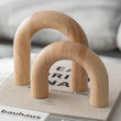PEAKOLY Wood Arch Decorative Objects - Modern Bookshelf Decor, Coffee Table Sculpture, Floating Shelf Decor Accents, Japandi Home Decorations for Side, Console and Entryway Table - Homesidy.com