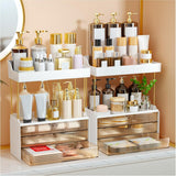 StorBin 3 Drawers Makeup Organizer - 5 Tier Bathroom Counter Organizers and Storage, Versatile Perfume Vanity Organizer, Ideal for Cosmetic, Large Skincare, Face Mask, Office Supplies, Amber - Homesidy.com