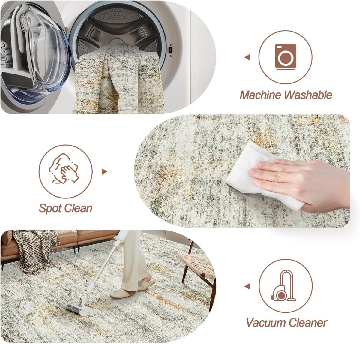 Soalmost Washable Area Rug 8x10, Large Soft Rugs for Living Room Vintage Beige Carpet 8x10 Area Rugs for Bedroom Dining Room Non - Slip Stain Resistant Under Table Rug - Homesidy.com