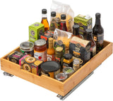 HOLDN’ STORAGE Bamboo Wooden Pull out Cabinet Organizer. 17&34; W x 21&34; D - Requires At Least a 18.25&34; W x 21&34; D.Cabinet Opening. W/Lifetime Limited Warranty. Bamboo Tray and Heavy gauge metal rails. - Homesidy.com
