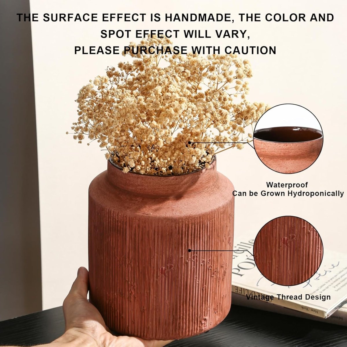 Rustic Vases for Home Decor. Ceramic Vase for Dining Table Decor. Terracotta Decorative Vase 6.1IN. ZSHLXM - Homesidy.com