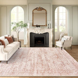 Soalmost Washable Area Rug 8x10, Large Soft Rugs for Living Room Vintage Beige Carpet 8x10 Area Rugs for Bedroom Dining Room Non - Slip Stain Resistant Under Table Rug - Homesidy.com