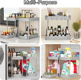 Ukeetap Multi - Purpose Pull - Out Storage Organizers, Under Sink/Cabinet Organizers and Storage for Bathroom &amp; Kitchen, Black, 12.8 Inches, 2 Packs - Homesidy.com