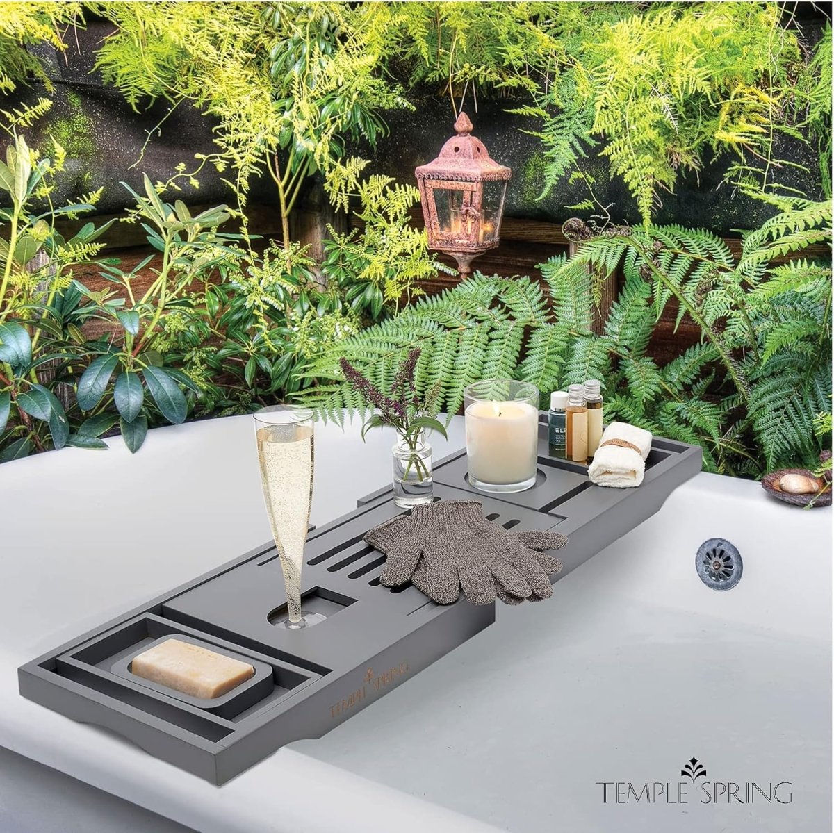 Temple Spring Wooden Bathtub Tray, Bamboo Bathroom Accessories, Bath Tray for Tub, at Home Spa Essentials, Board for Tub Table, Bath Caddy for Bathtub Accessories &amp; Bathroom Essentials – Natural - Homesidy.com