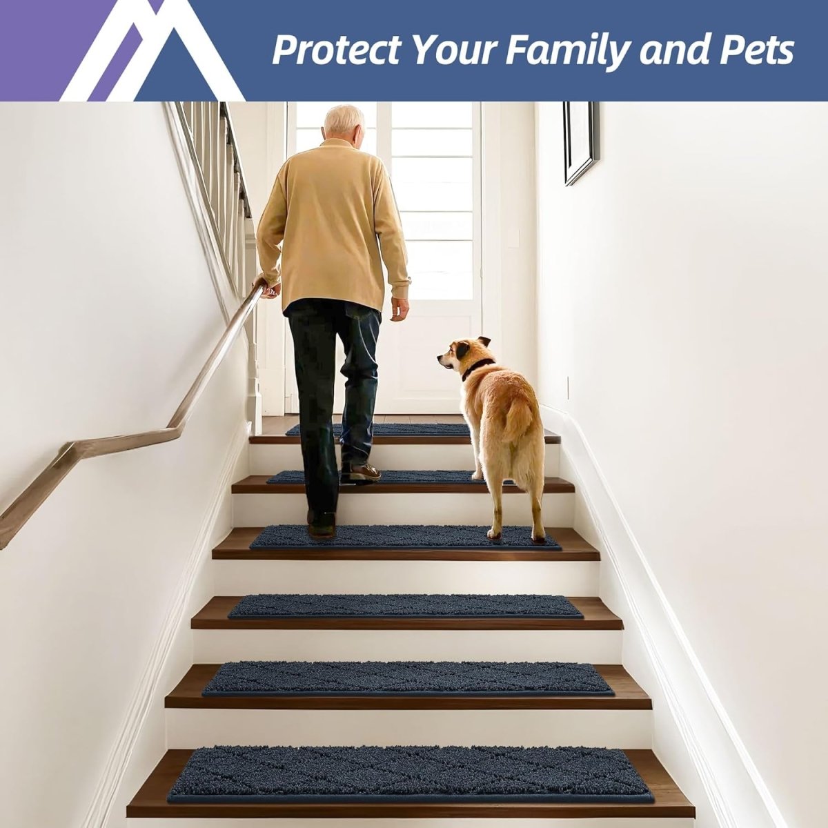 COSY HOMEER Edging Stair Treads Non - Slip Carpet Mat 28inX9in Indoor Stair Runners for Wooden Steps, Edging Stair Rugs for Kids and Dogs, 100% Polyester TPE Backing (15pc, Beige) - Homesidy.com
