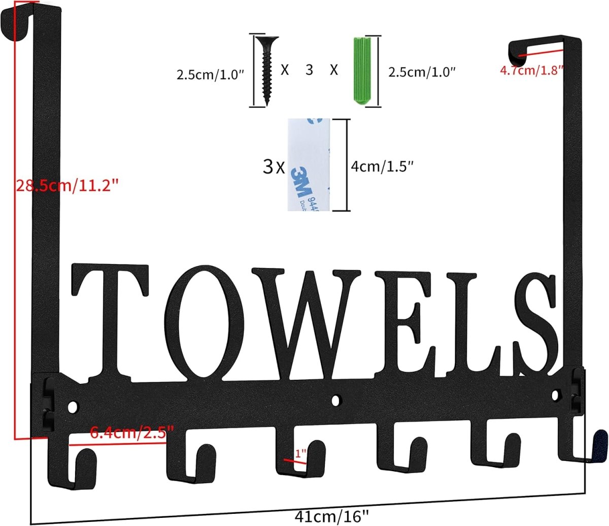 Kuhome Over The Door Hooks, Towel Holder for Bathroom, Door Mount Towel Rack Towel Hooks for Bedroom Beach Towels Bathrobe Wall Mount Hang on The Door Cabinet Cupboard Metal Sandblasted (Black) - Homesidy.com