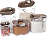 ProKeeper 9 - Piece Airtight Food Storage Container Set – Clear Plastic Flour and Sugar Canister Set with Magnetic Accessories for Kitchen Organization (Grey, 9 - Piece) - Homesidy.com
