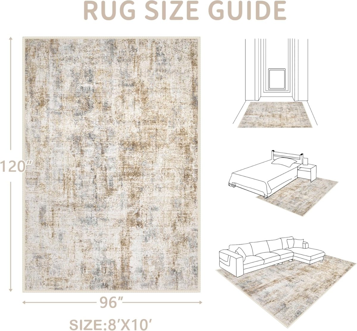 Area Rugs 6x9 Living Room: Washable Rug Modern Abstract Large Rug Soft Non Slip Neutral Rugs Stain Resistant Indoor Carpet for Bedroom Kitchen Dining Room Table Nursery Home Office Rugs(Beige,6x9) - Homesidy.com