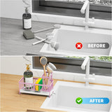 Cisily Black Sponge Holder for Kitchen Sink, Sink Caddy Organizer with High Brush Holder, Kitchen Countertop Organizers and Storage Essentials, Rustproof 304 Stainless Steel, Soap Dispenser Organize - Homesidy.com