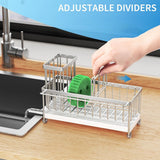 Cisily Black Sponge Holder for Kitchen Sink, Sink Caddy Organizer with High Brush Holder, Kitchen Countertop Organizers and Storage Essentials, Rustproof 304 Stainless Steel, Soap Dispenser Organize - Homesidy.com