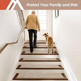 COSY HOMEER Edging Stair Treads Non - Slip Carpet Mat 28inX9in Indoor Stair Runners for Wooden Steps, Edging Stair Rugs for Kids and Dogs, 100% Polyester TPE Backing (15pc, Beige) - Homesidy.com