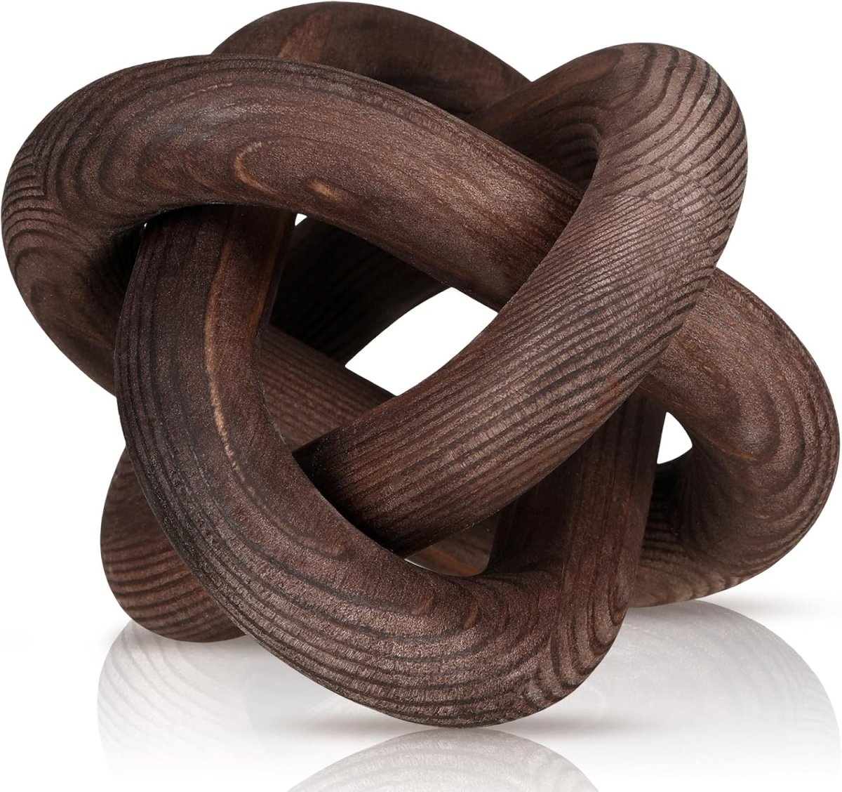 Yalikop 3 Link Wood Knot Decor - Hand Carved Coffee Table Decoration, Boho Chain Link Decor, Modern Shelf, Rustic Objects for Home Living Room Bedroom(White) - Homesidy.com
