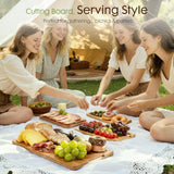 Astercook Deep - Carbonized Bamboo Cutting Boards for Kitchen with Wood Storage Stand, Reversible Charcuterie &amp; Chopping Boards with Juice Grooves and Easy - Grip Handles, Knife - Friendly, Kitchen Gift - Homesidy.com
