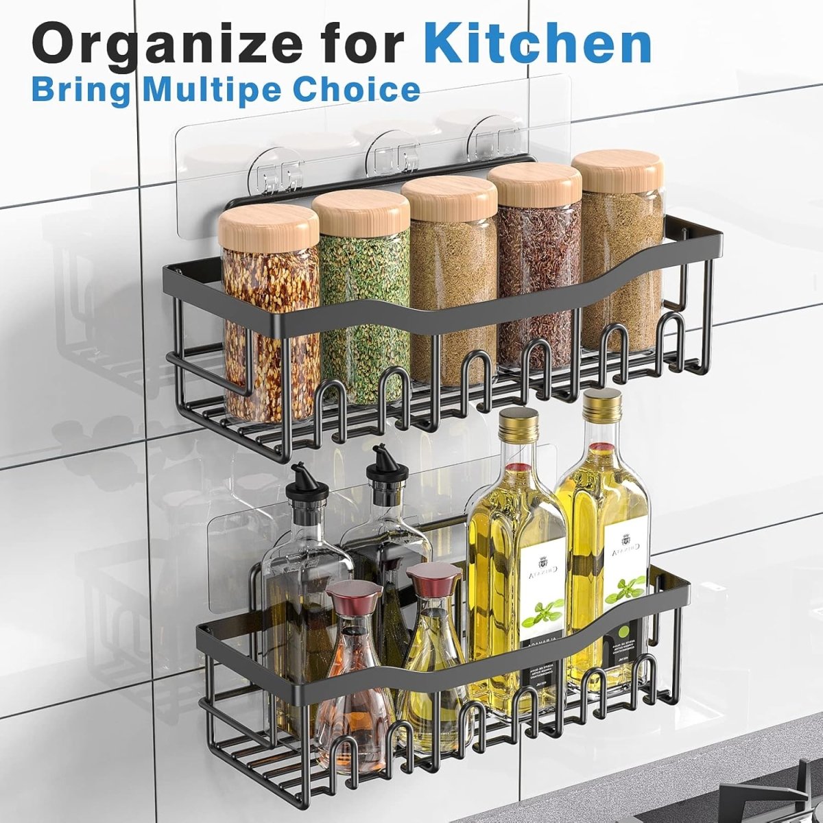 EUDELE 5 - Pack Rustproof Stainless Steel Shower Caddy Set– No Drill Adhesive Bathroom Organizer, Space - Saving Shower Shelves for Apartment Essentials, Bathroom/Kitchen Storage Home Decor - L Size - Homesidy.com