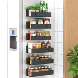 HuggieGems Metal 4 Pack Magnetic Spice Storage Rack Organizer for Refrigerator and Oven, Black Fridge Organizers and Storage - Homesidy.com