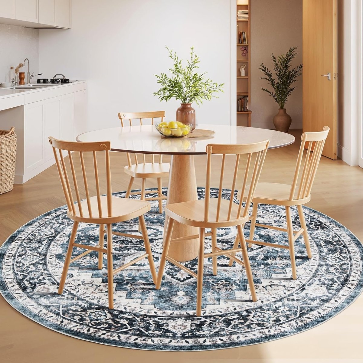 AMADA HOMEFURNISHING 8x10 Washable Area Rug, Low - Profile Large Area Rug with Non - Slip Backing &amp; Durable Edge Binding, Vintage Large Rugs for Living Room, Bedroom, Dinning Room - Homesidy.com