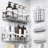 EUDELE Adhesive Shower Caddy, 5 Pack Rustproof Stainless Steel Bath Organizers With Large Capacity, No Drilling Shelves for Bathroom Storage &amp; Home Decor - Homesidy.com