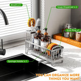 Cisily Black Sponge Holder for Kitchen Sink, Sink Caddy Organizer with High Brush Holder, Kitchen Countertop Organizers and Storage Essentials, Rustproof 304 Stainless Steel, Soap Dispenser Organize - Homesidy.com