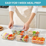 Vtopmart 5Pack 22oz Glass Storage Containers with Lids, Glass Meal Prep Food Container Sets with Snap Airtight Lids for Microwave, Oven, Freezer and Dishwasher, Grey - Homesidy.com