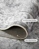 AMADA HOMEFURNISHING 8x10 Washable Area Rug, Low - Profile Large Area Rug with Non - Slip Backing &amp; Durable Edge Binding, Vintage Large Rugs for Living Room, Bedroom, Dinning Room - Homesidy.com