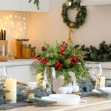 Watayo 60 Pcs Christmas Artificial Pine Branches with Red Berry Stems, 10.5&34; Faux Evergreen Norfolk Pine Cypress Leaves Stems, Fake Foliage Pine Needles Picks for DIY Craft Garland Home Decor - Homesidy.com