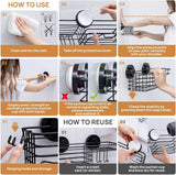 LEVERLOC Shower Caddy Suction Cup, 2 Pack Shower Shelves for Inside Shower with Hooks &amp; Soap Holder, NO - Drilling Bathroom Shower Organizer, Rustproof Meatl Shower Holder Storage, Black - Homesidy.com