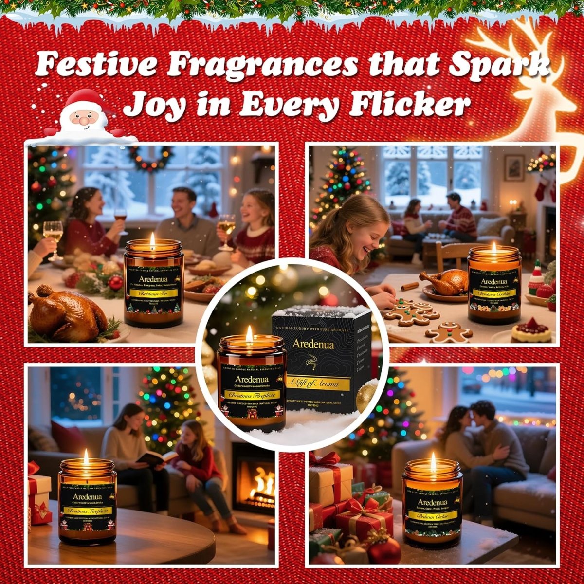 Christmas Candles - Christmas Spice Candle | 7 oz Soy Candles with Warm Cinnamon, Clove &amp; Nutmeg Aroma | Holiday Scented Candle, Cozy Winter Candle Gift for Men &amp; Women - Homesidy.com