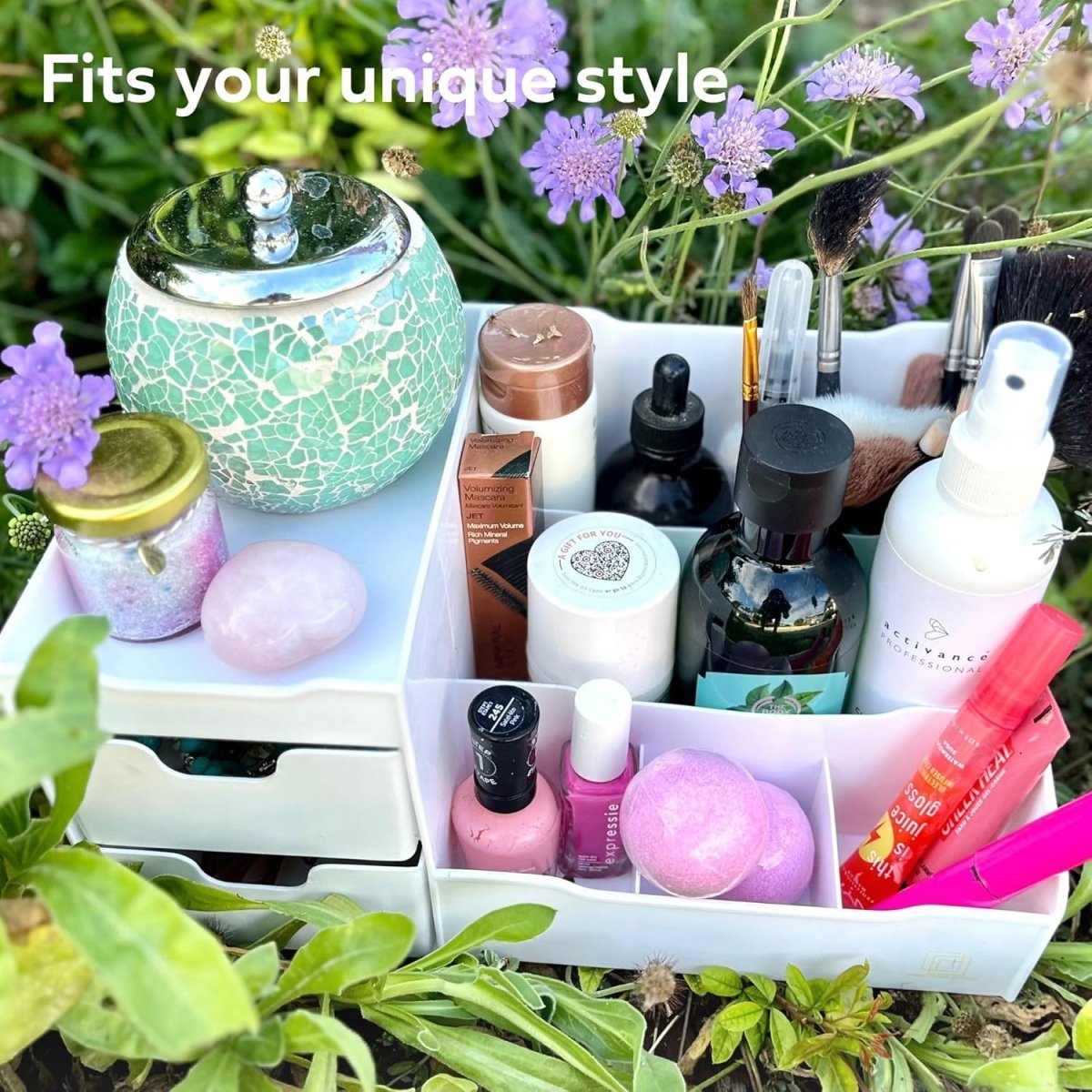 Uncluttered Designs Large Black Vanity Organizer - Countertop Mens Organizer With Drawers for Cologne, Deodorant, Beard, Shaving Lotion, Perfume &amp; Skincare - Perfect for Bathroom &amp; Bedroom Storage - Homesidy.com
