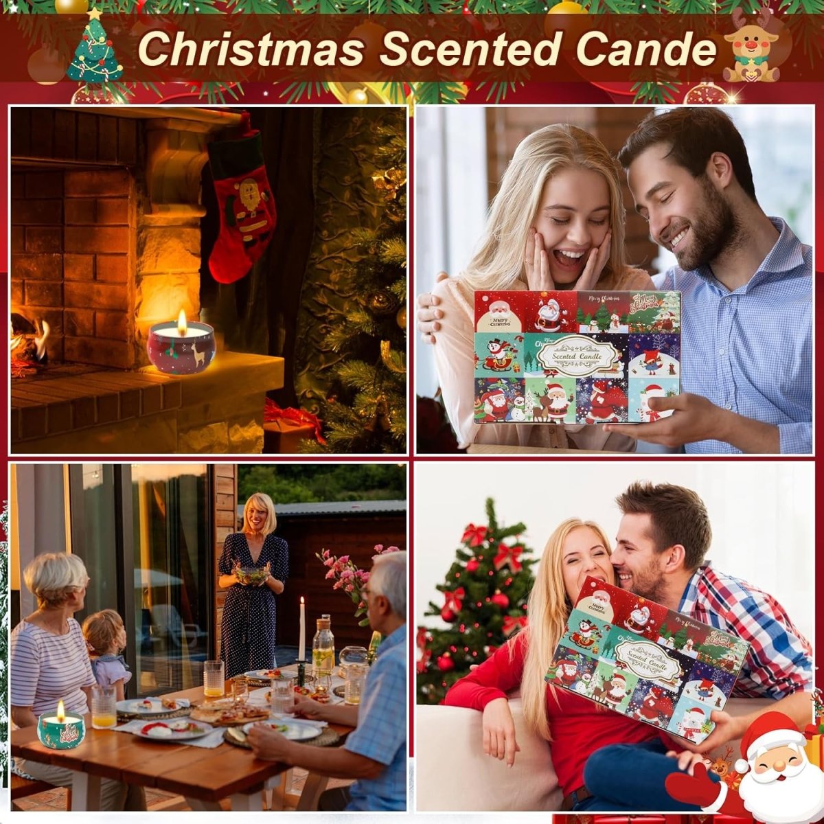 Christmas Candle Set, 6 Pack Candles for Home Scented, Aromatherapy Jar Candle Gifts for Women, Natural Soy Wax Long Lasting Glass Candle Set, Scented Candles for Christmas, Birthday, Thanksgiving Day - Homesidy.com