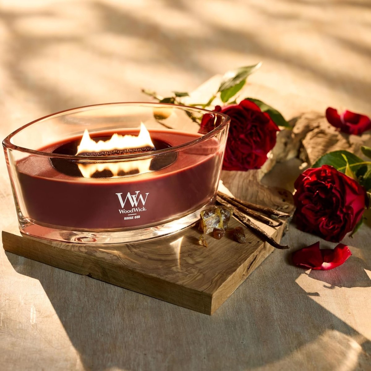 WoodWick Marine Amber Holiday Candle Gifts for Women and Men, 9.7 oz Precious Metals Collection with Crackling Wick - Homesidy.com