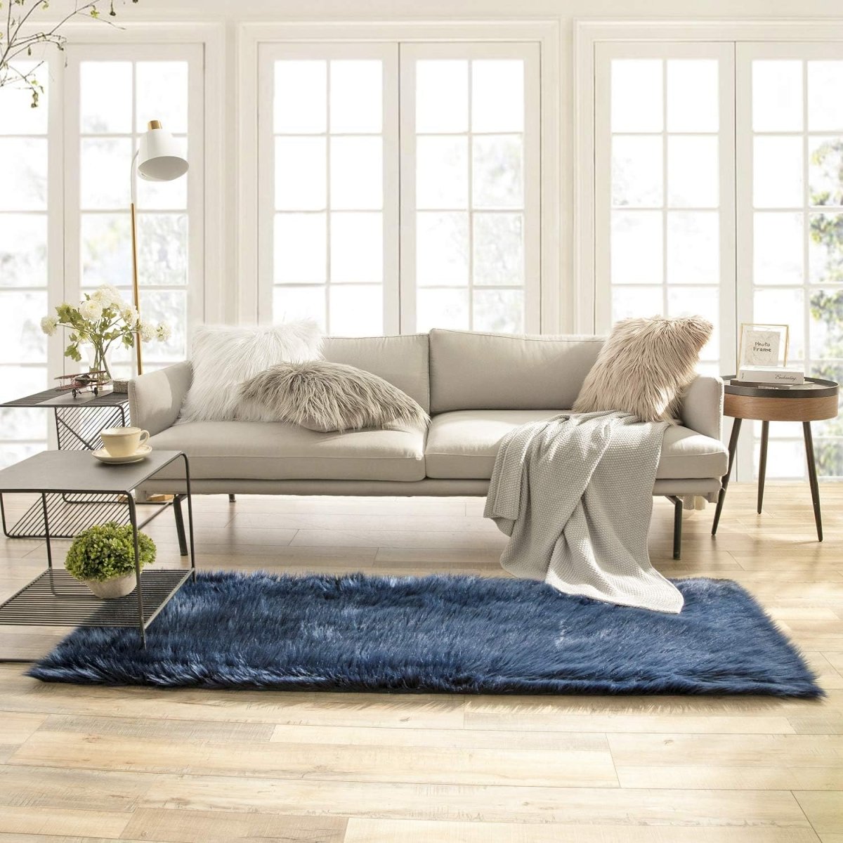Ashler Faux Fur Rug, Fluffy White Small Sheepskin Rug, Ultra Soft 2x3 Ft Mat, Machine Washable Shag Mats, Nursery Throw for Bed, Living, Kids Room - Homesidy.com