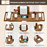 Premium Bamboo Bathtub Tray Caddy - Bath Tub Tray Table for Bathtub - Bath Caddy Tray for Bathtub, Expandable Size, Fits Most Bath Tubs - Homesidy.com