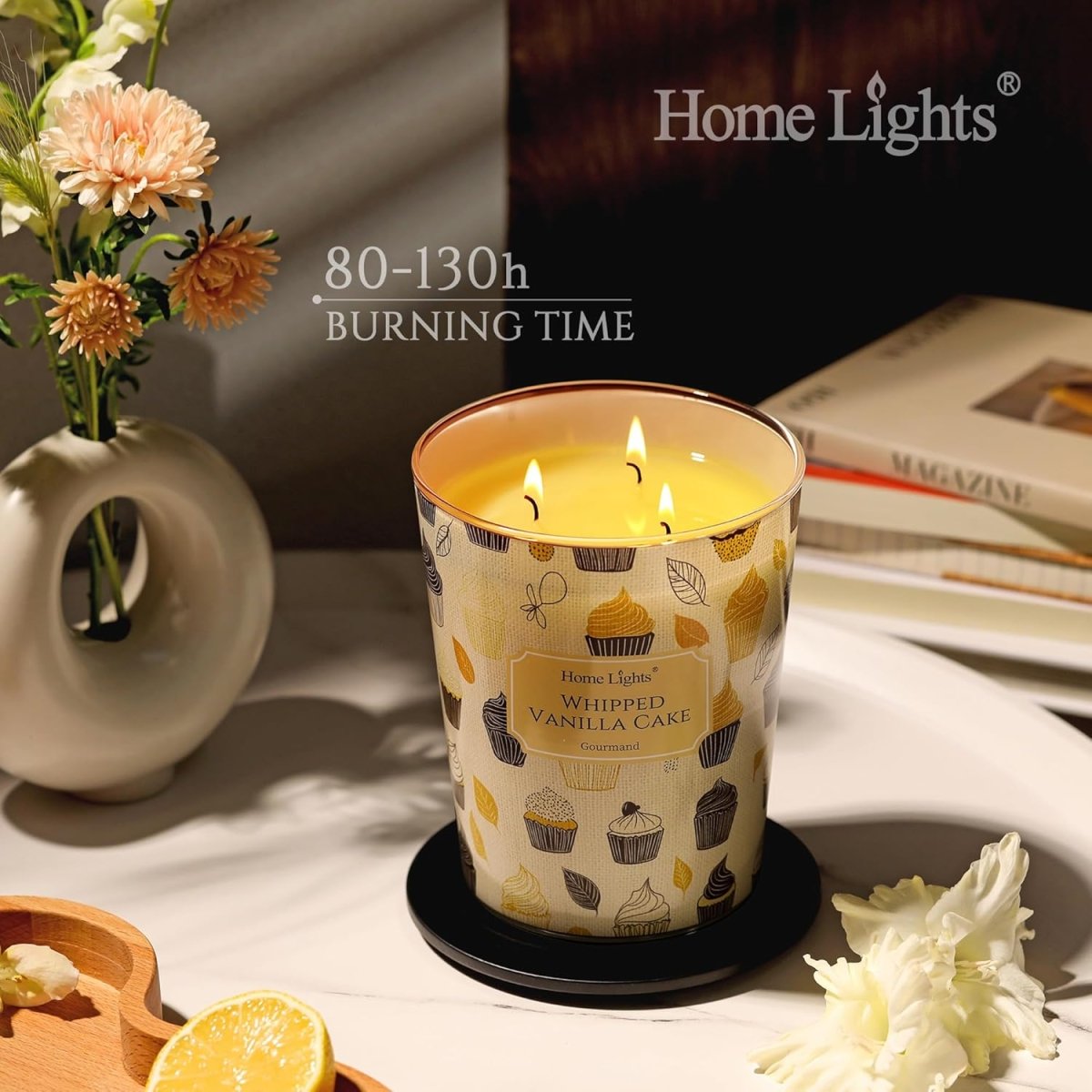 HomeLights Scented Candles for Women &amp; Men, 18oz Candle Jars Aromatherapy 4 - Wick Candle, Ideal for Rustic Modern Home Decor and Gifts, Blueberry Cheesecake - Homesidy.com