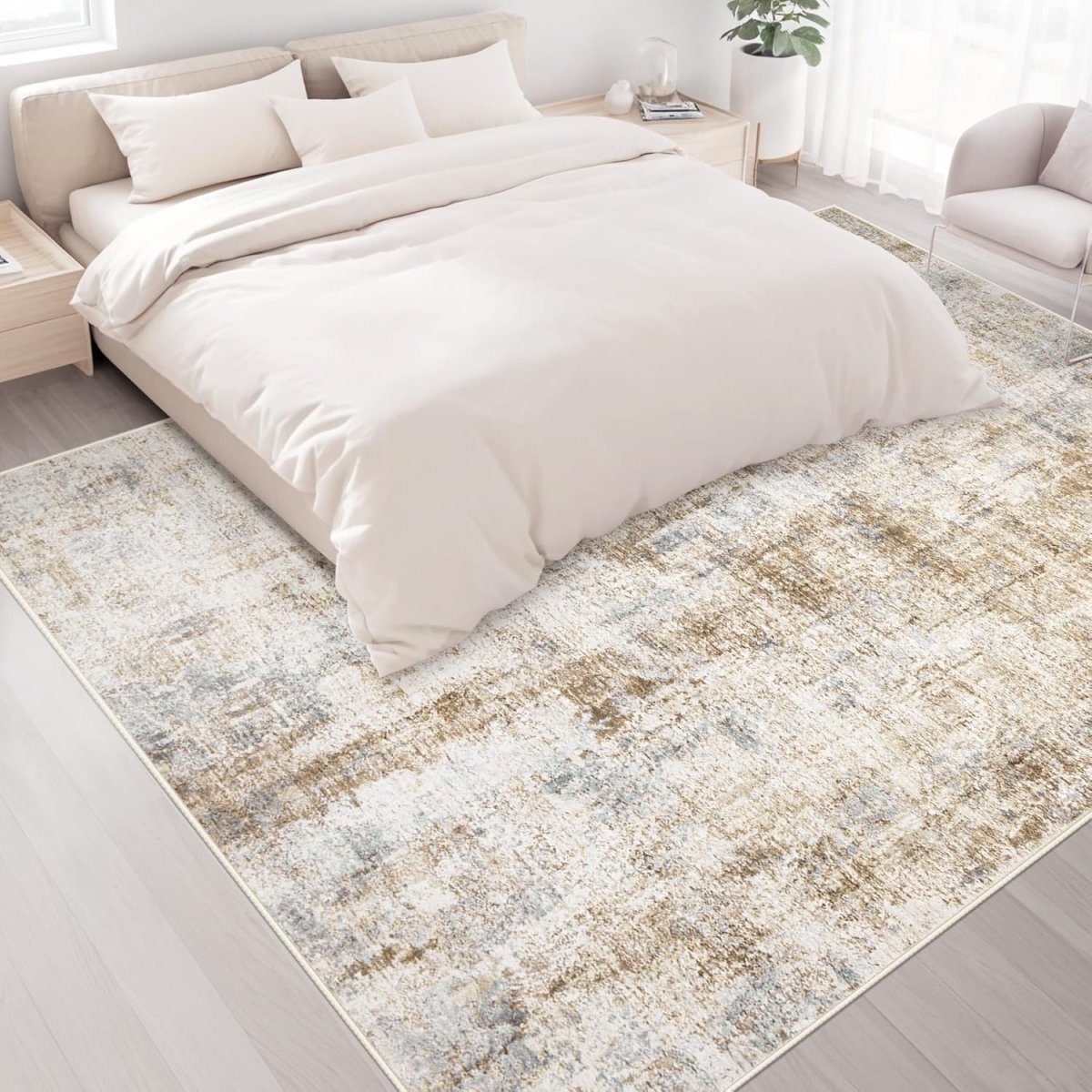 Area Rugs 6x9 Living Room: Washable Rug Modern Abstract Large Rug Soft Non Slip Neutral Rugs Stain Resistant Indoor Carpet for Bedroom Kitchen Dining Room Table Nursery Home Office Rugs(Beige,6x9) - Homesidy.com