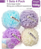 MTDLYICE Loofah Sponge, XXL Large Loofah 100g 4 Pack, Bath Sponge Soft Mesh Shower Loofah for Men, Body Scrub, Shower Pouf Bath Accessories, for Body Wash, Soap (Blue Gray) - Homesidy.com