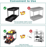 DEKAVA Under Sink Organizer 2 Pack, Bathroom Cabinet Organizer, 2 Tier Sliding Cabinet Basket Organizer Drawer, Multi - Purpose Bath Collection Baskets for Bathroom (Black) - Homesidy.com