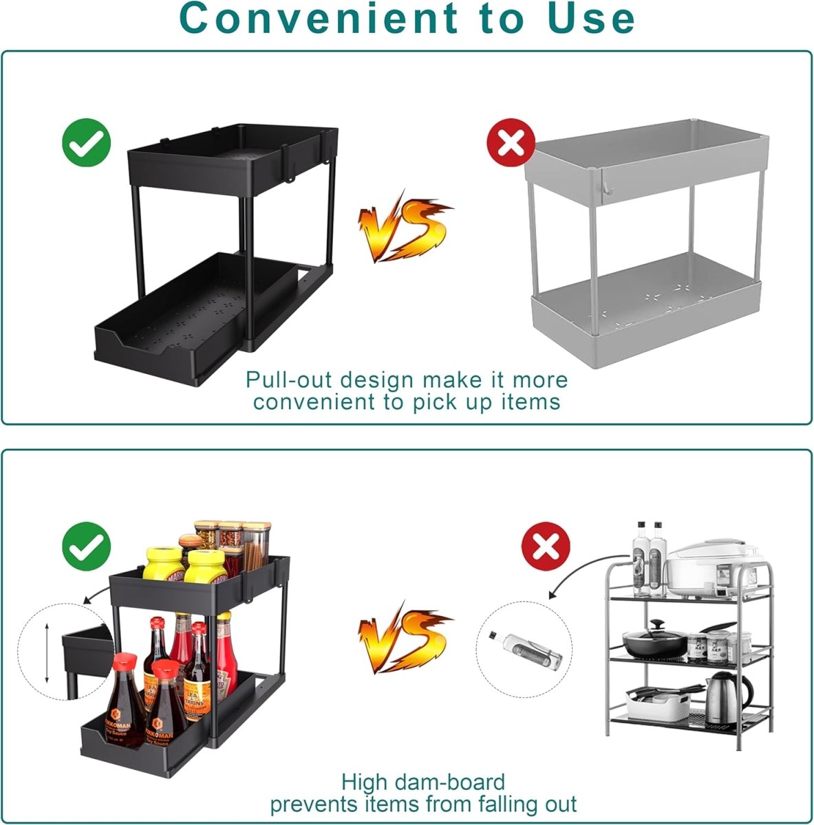 DEKAVA Under Sink Organizer 2 Pack, Bathroom Cabinet Organizer, 2 Tier Sliding Cabinet Basket Organizer Drawer, Multi - Purpose Bath Collection Baskets for Bathroom (Black) - Homesidy.com