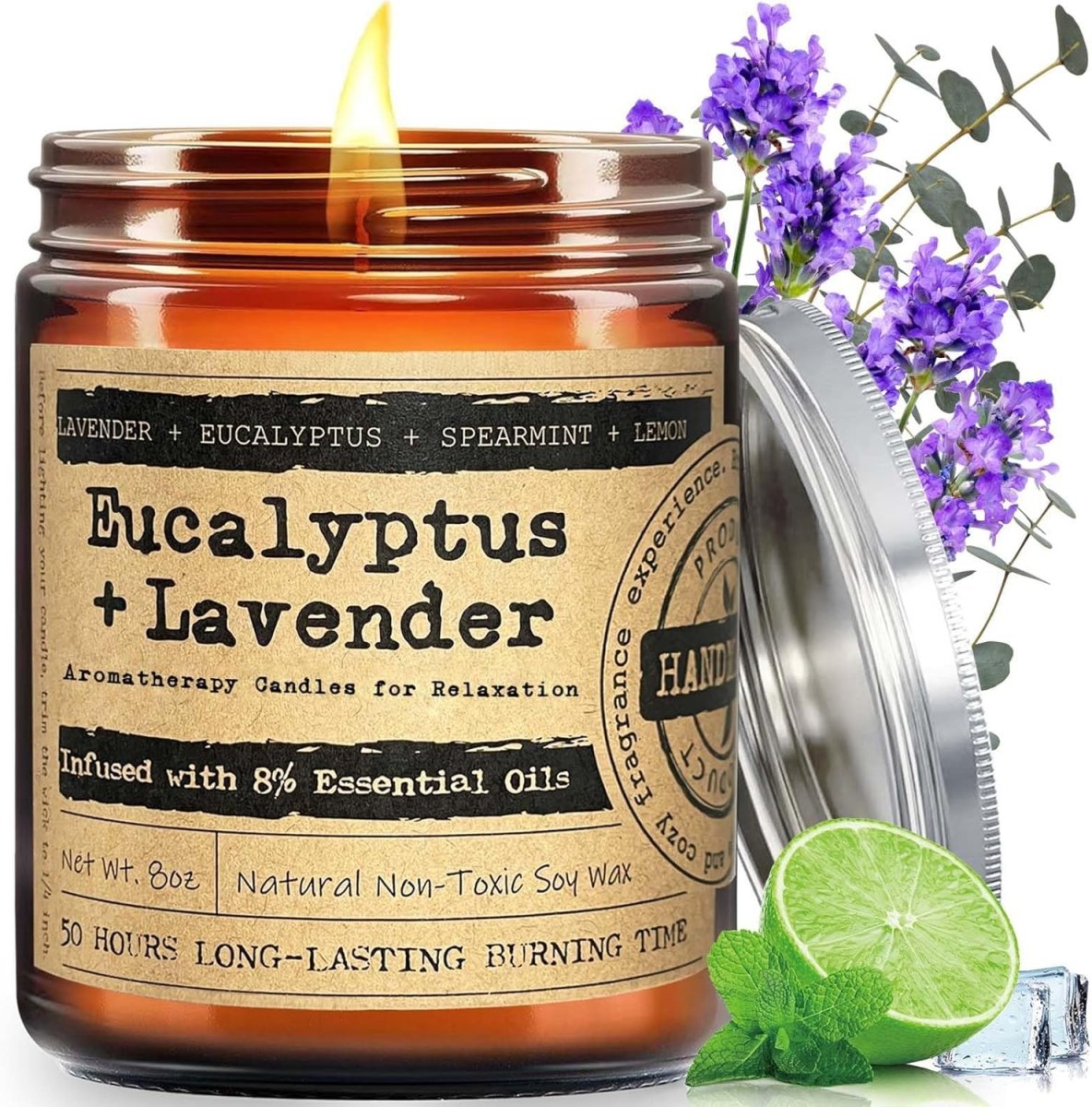KOTKAS Lavender Eucalyptus Scented Candles - 8oz Natural Scented Soy Candles for Home Non Toxic Aromatherapy Lavender Candles Gifts for Women Bath Relaxing Calming Soothing Relaxation Stress Relief - Homesidy.com