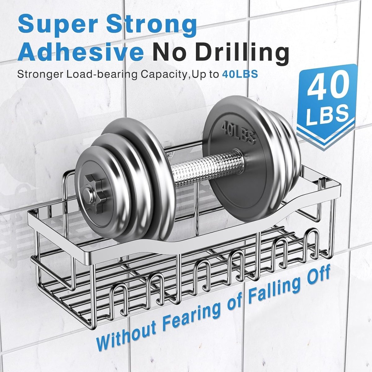 EUDELE Adhesive Shower Caddy, 5 Pack Rustproof Stainless Steel Bath Organizers With Large Capacity, No Drilling Shelves for Bathroom Storage &amp; Home Decor - Homesidy.com