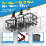 EUDELE Adhesive Shower Caddy, 5 Pack Rustproof Stainless Steel Bath Organizers With Large Capacity, No Drilling Shelves for Bathroom Storage &amp; Home Decor - Homesidy.com