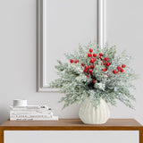 Watayo 60 Pcs Christmas Artificial Pine Branches with Red Berry Stems, 10.5&34; Faux Evergreen Norfolk Pine Cypress Leaves Stems, Fake Foliage Pine Needles Picks for DIY Craft Garland Home Decor - Homesidy.com